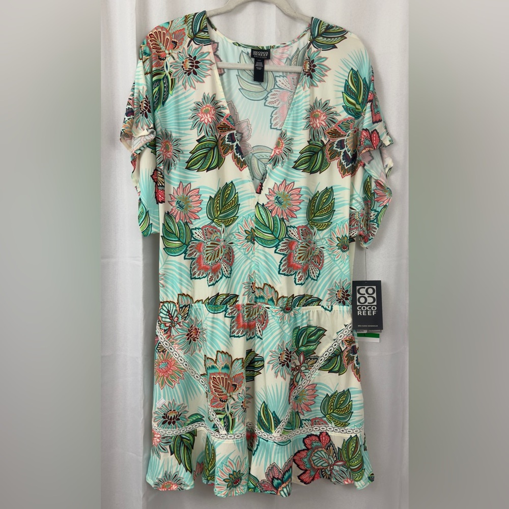 Coco Reef Adorn Cover Up V-Neck Dress - Tropical Lotus Ivory. Large NWT - Picture 5 of 12